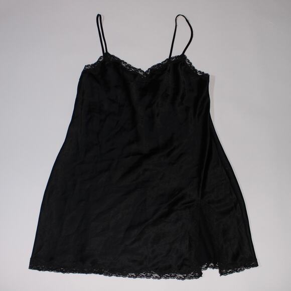 Victoria's Secret Black Slip Dress With Lace Trim And A Slit - Picture 1 of 5